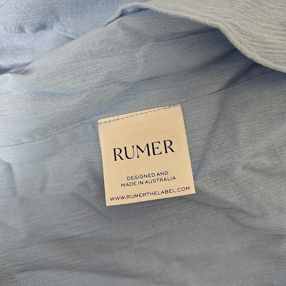 NWT Rumer Revolve Camille Ruched Midi Skirt in Blue Womens Large Vacation‎